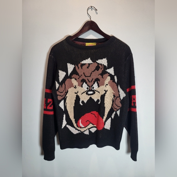 👕🌶 Vintage 1989 Tasmanian Devil (TAZ) Knit Crewneck Sweater - Picture 1 of 9